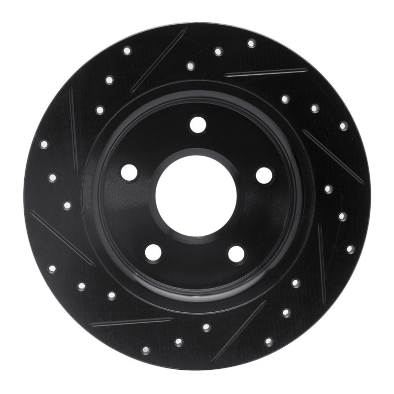Chrysler Town & Country Brake Rotor (1) - Rear Right - R1 Concepts - Drilled & Slotted - Black - `08-`16